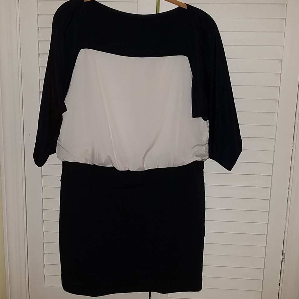 Loft blue sleeve dress with scuba skirt 6P